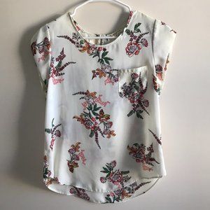 Lily White Floral Print Short Sleeve Blouse